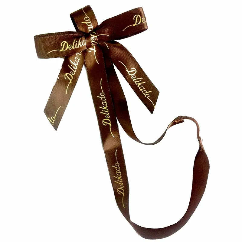Custom gold foil logo printed ribbon bows in best price