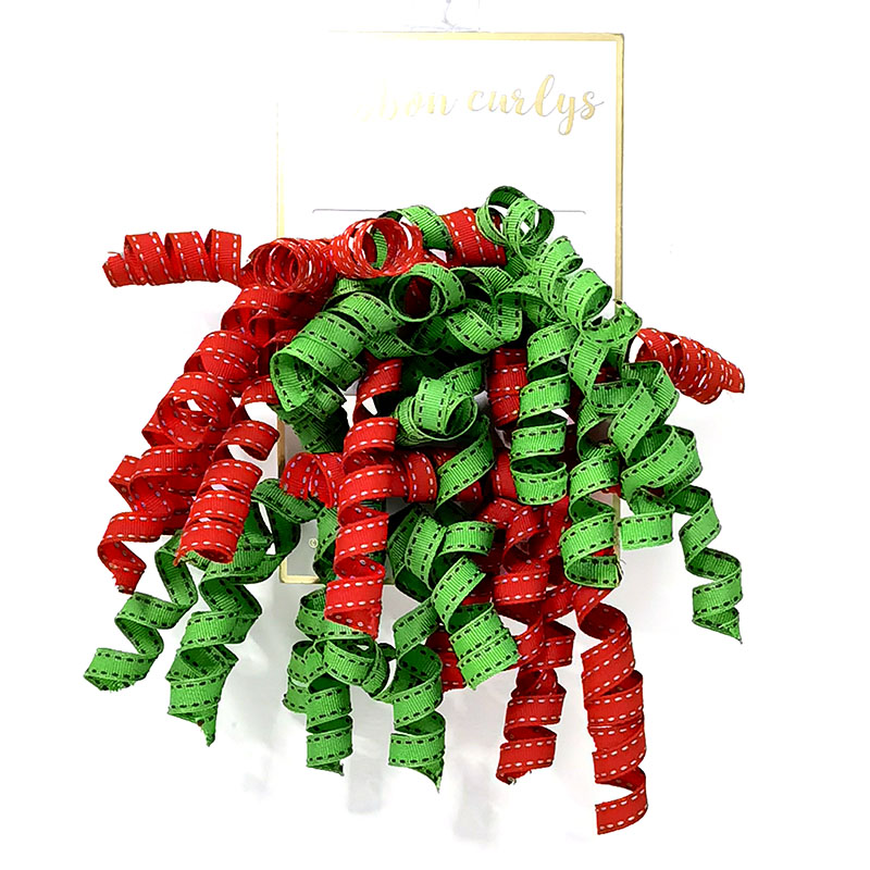 Wholesale green red curly ribbon bows