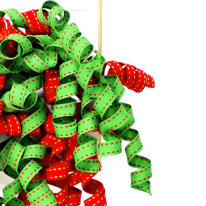 Wholesale green red curly ribbon bows