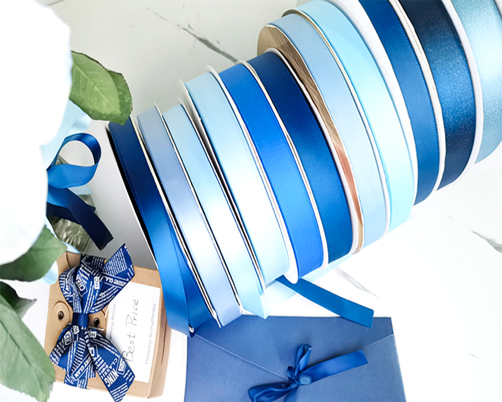 Wholesale dark navy color silk satin ribbons