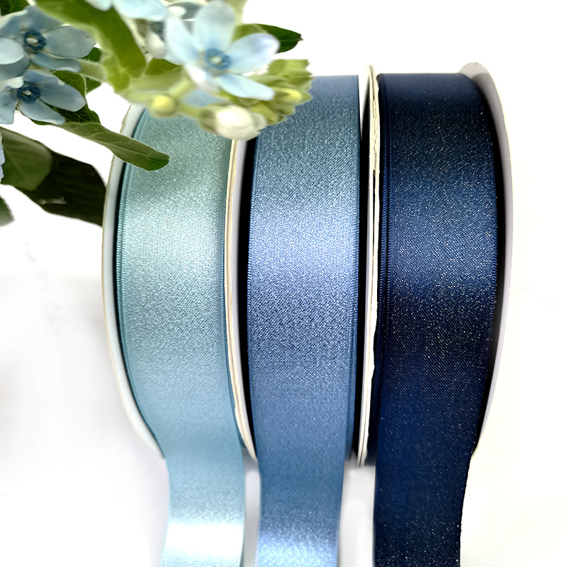 Wholesale blue gold silver glitter weft satin ribbon