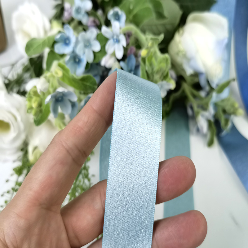 Wholesale blue gold silver glitter weft satin ribbons