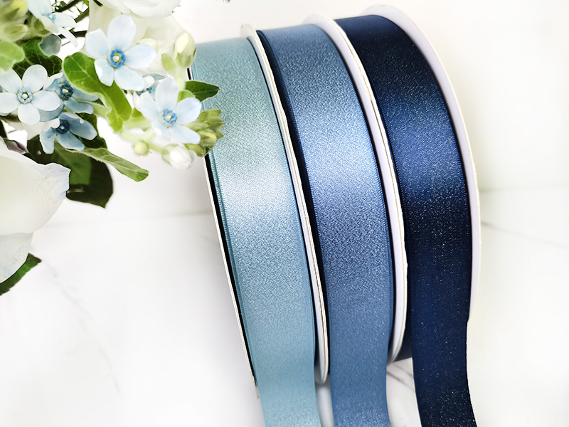 Wholesale blue gold silver glitter weft satin ribbon