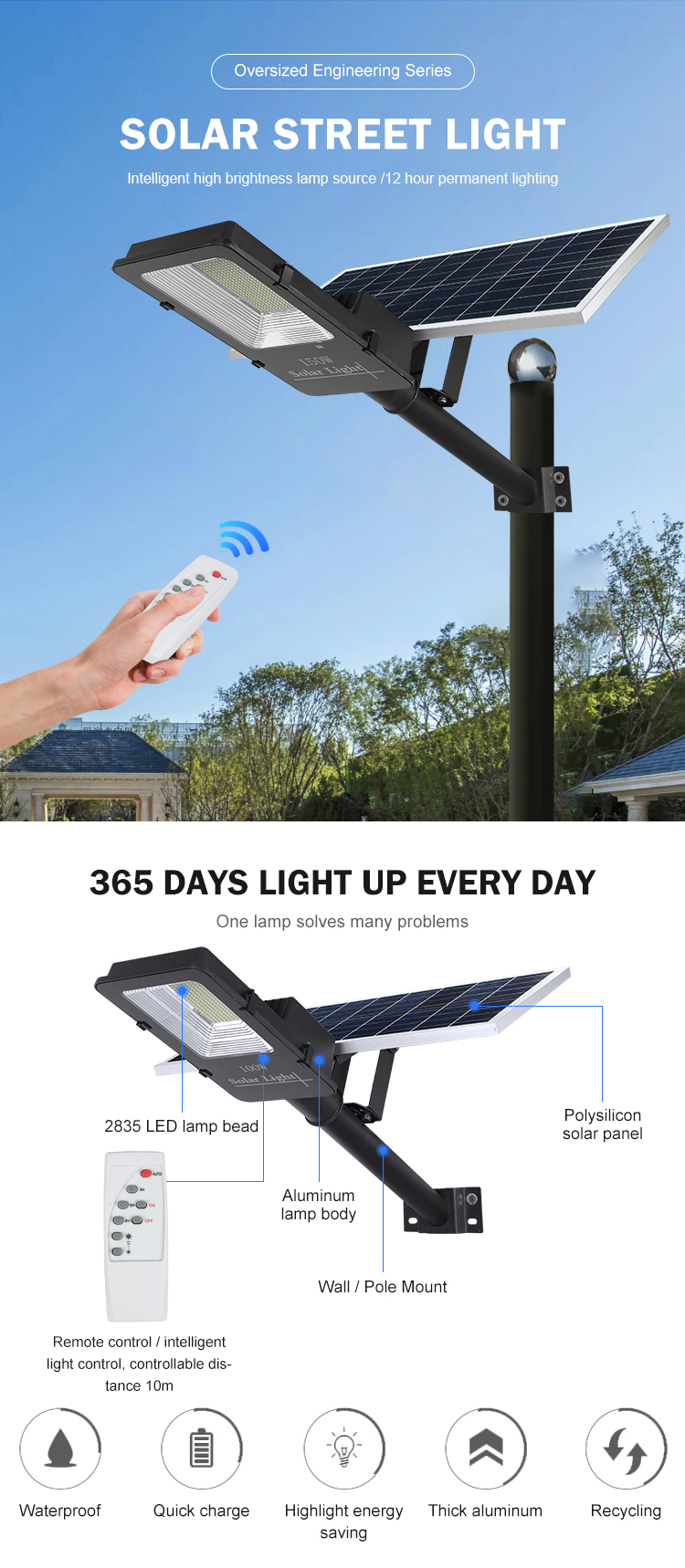 Outdoor  Solar Energy Systems Separated LED Street Light