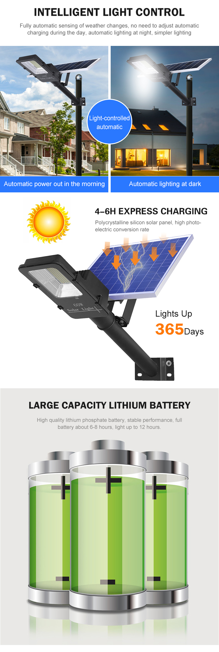 Outdoor  Solar Energy Systems Separated LED Street Light