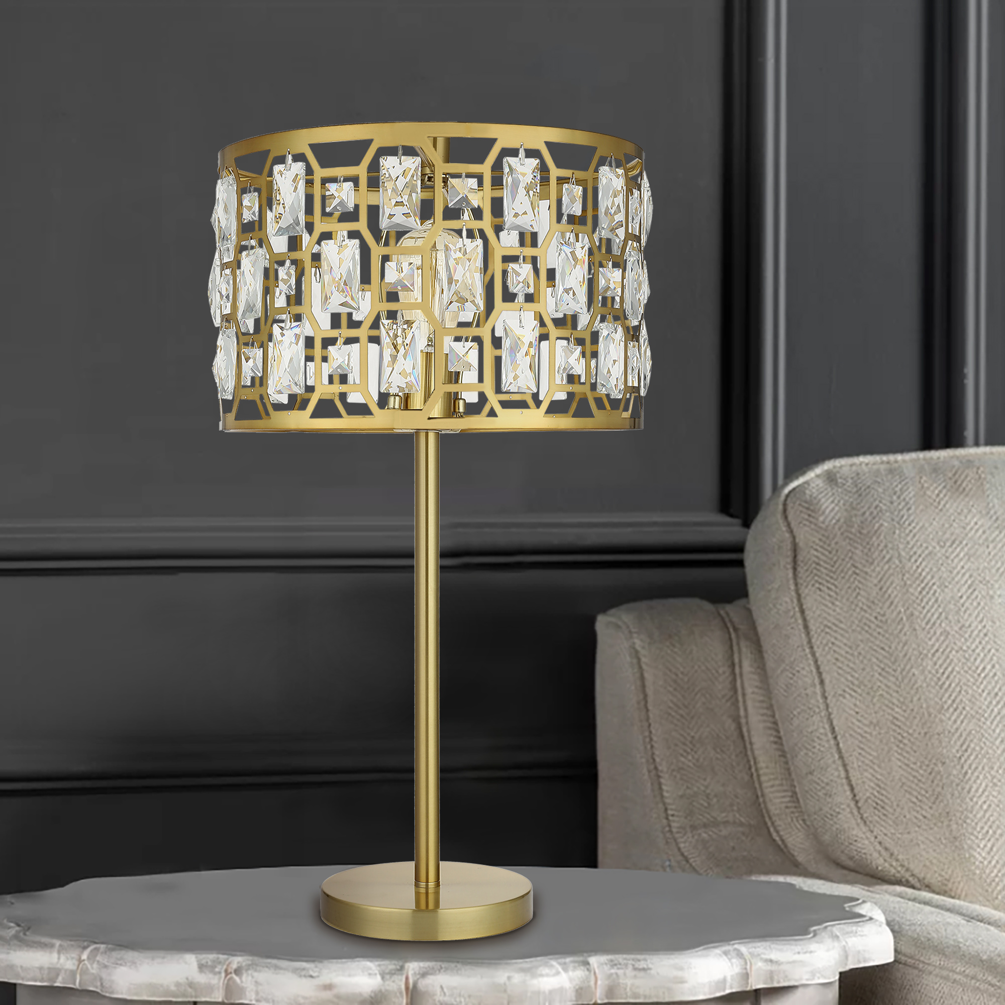 Luxury Gold Crystal Royal Style Table Lamp Shining Home Decor Lighting Home Metal Table Lamps