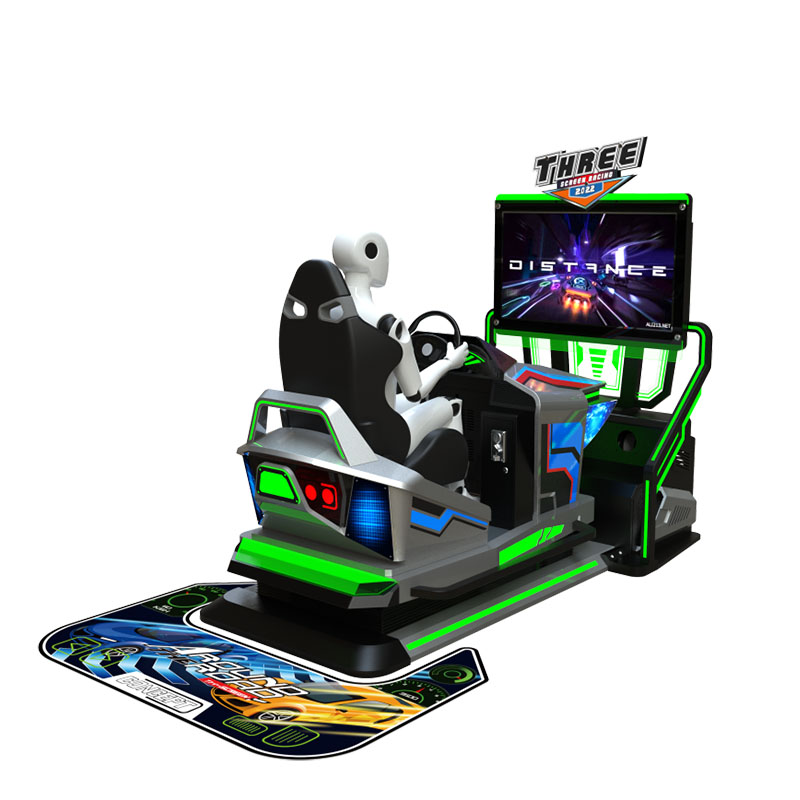 Three screen tour full motion racing car