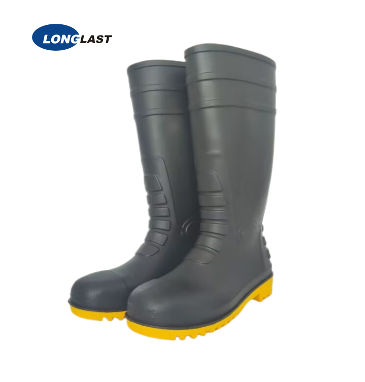Jm Pvc Boot Black / Yellow PVC safety boots _ LL-2-04