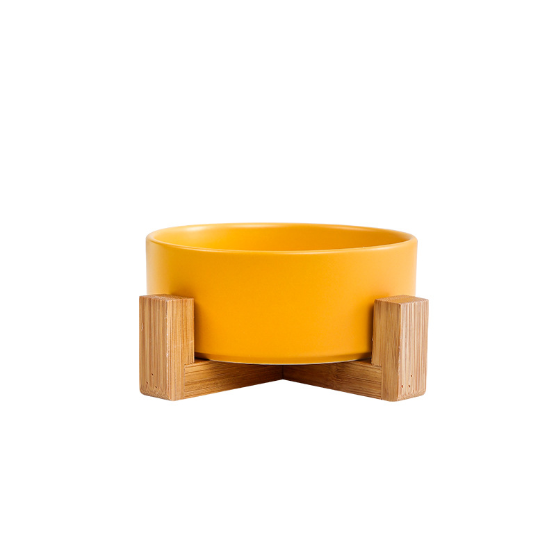 Pet Bowl, Ceramic Cat Dog Bowl Dish，Bowl Dish with Wood Stand