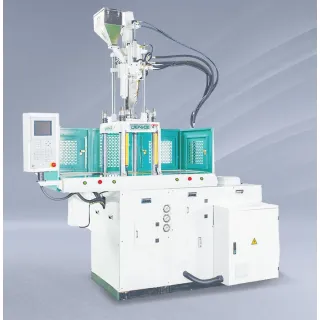 Vertical injection molding machines allow for insert or plastic-metal combined component molding.