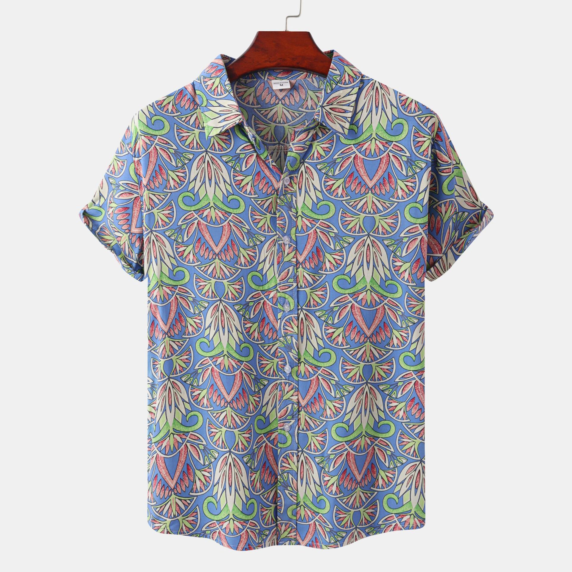 Beach Printed Summer Button Down Aloha Shirt