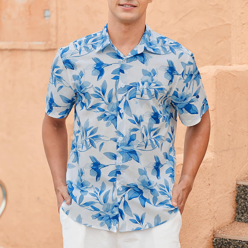 short-sleeved hawaiian men's designer shirts