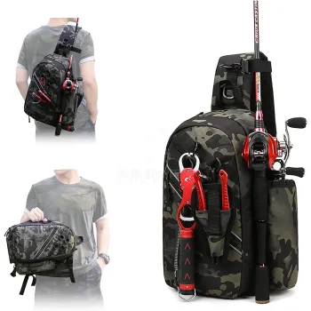 Fishing Bag Fishing Backpack With Rod Holder Waterproof Portable  Multifunctional Sturdy Breathable