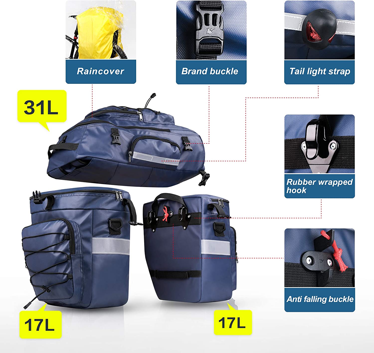 3 in 1 Rack Saddle Bag Backpack