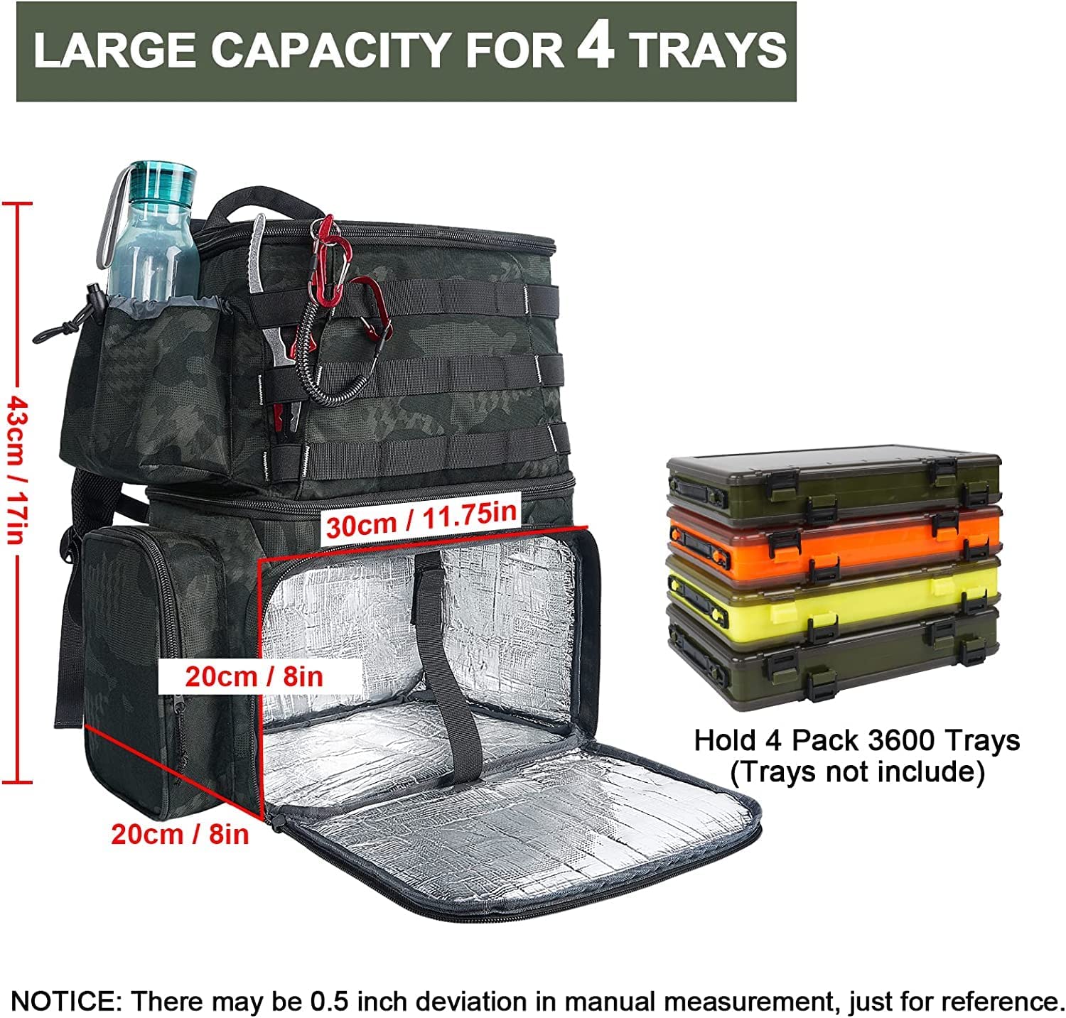 Large Fishing Bag with Rod Holders