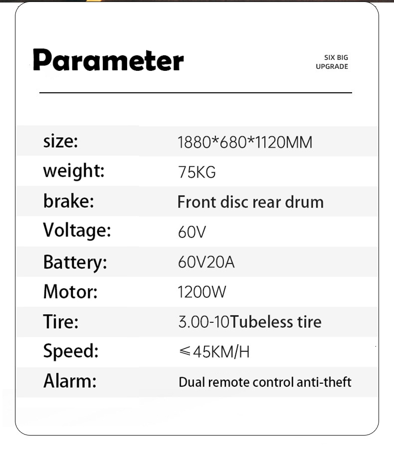 Electric scooter 42 Km/h 800W  60V20Ah