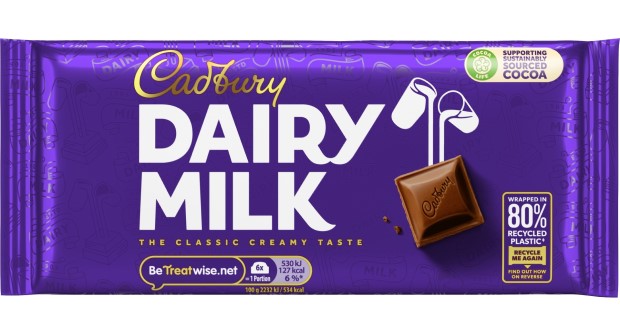 Cadbury sharing bars will be wrapped in 80% recycled plastic by Mondelez