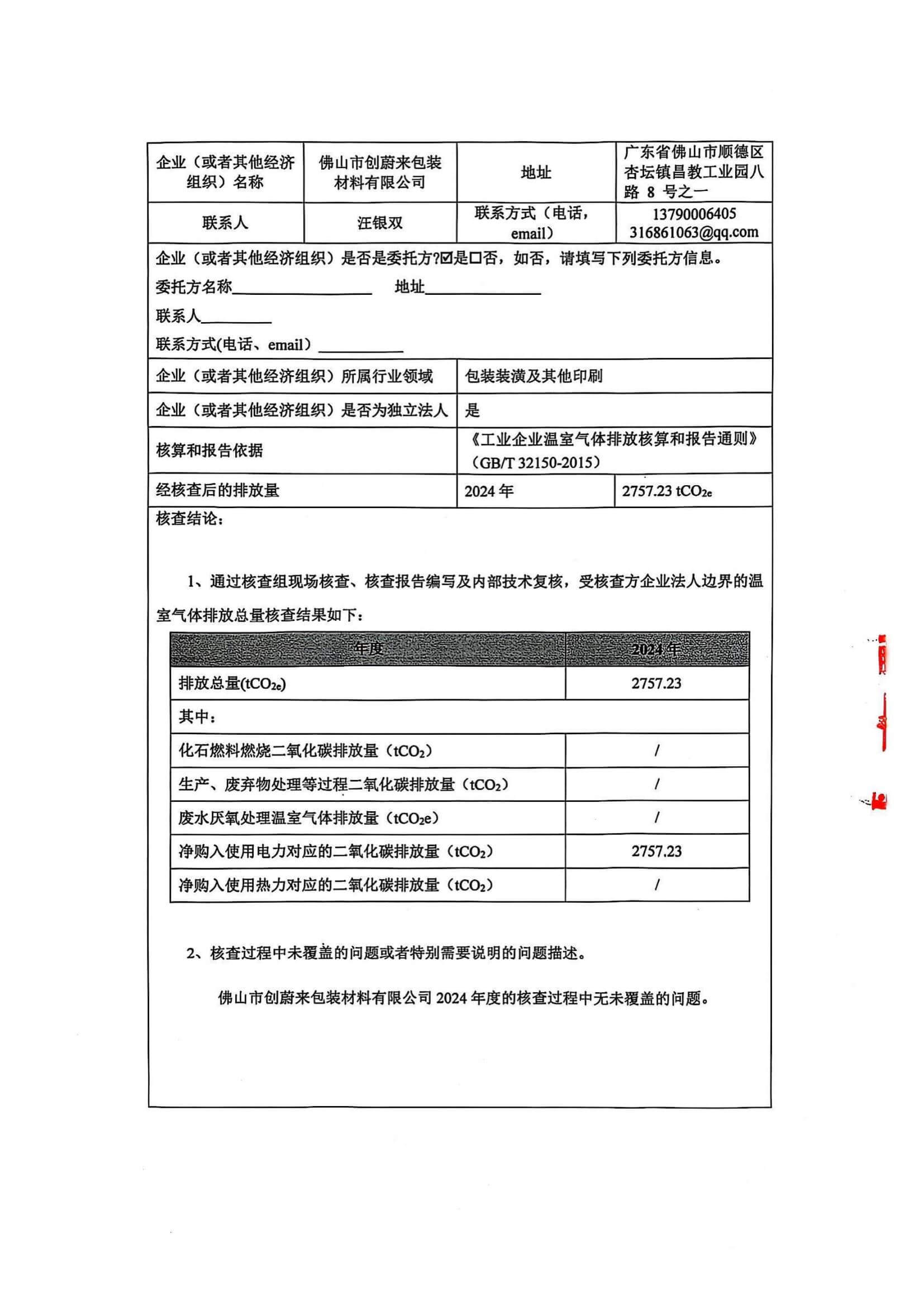 Greenhouse Gas Emissions Verification Report 2024