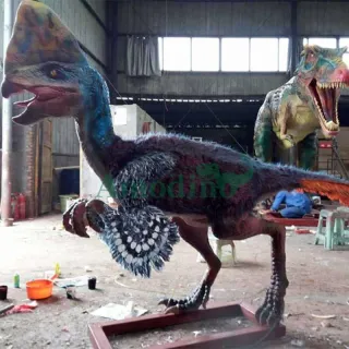 jurassic park simulation lifesize Oviraptor with feathers