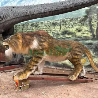 Simulated cave lion for forest them park