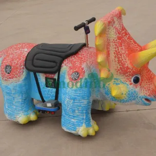 Colorful triceratops dinosaur ride for amusement park