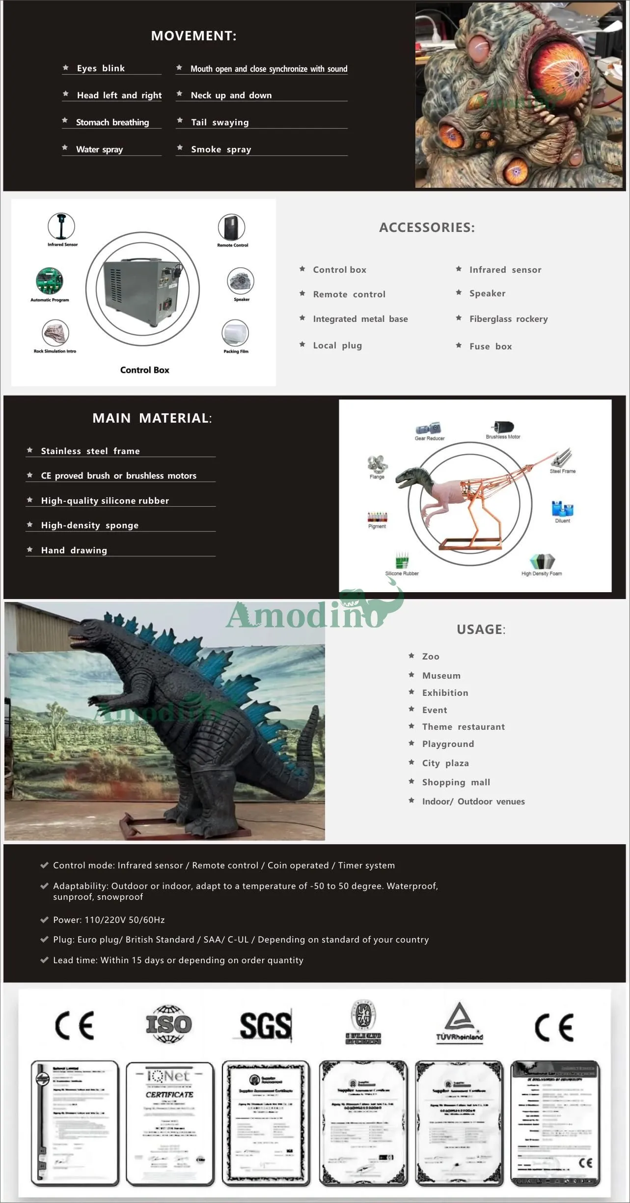 simulation Godzilla model monsters for park