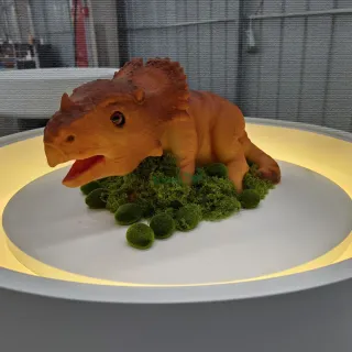 Animatronic Triceratops incubator for exhibitions
