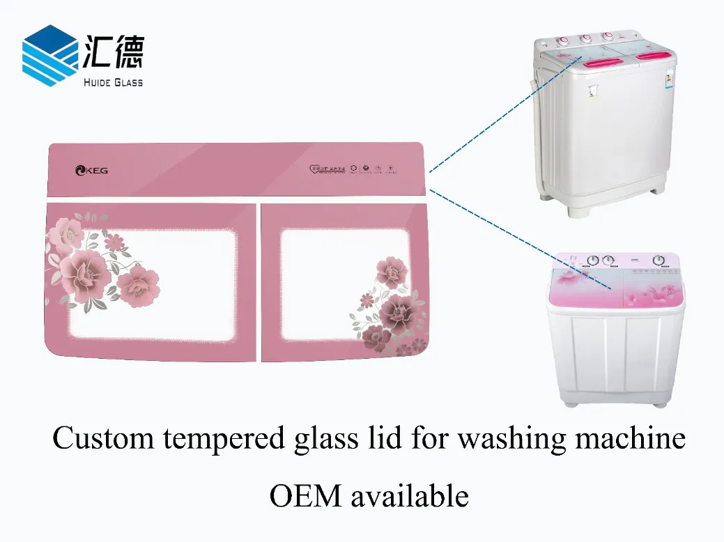 silk printed toughened glass lid for twin tube top load washing machine