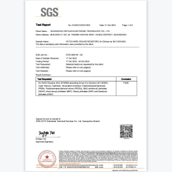 PATCH WIRE WOUND RESISTORS ROHS Test Report