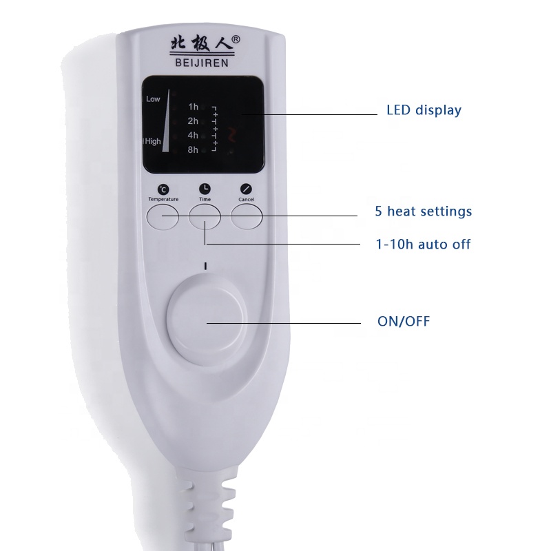 Electric Heating Blanket Smart Switches with 1-10 h Auto Off Timer and 5 Temperature Settings