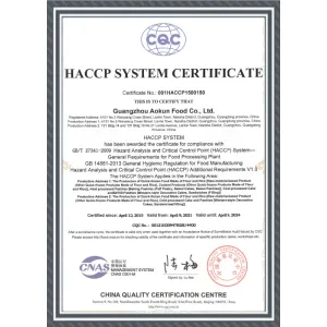 HACCP System Certificate EN