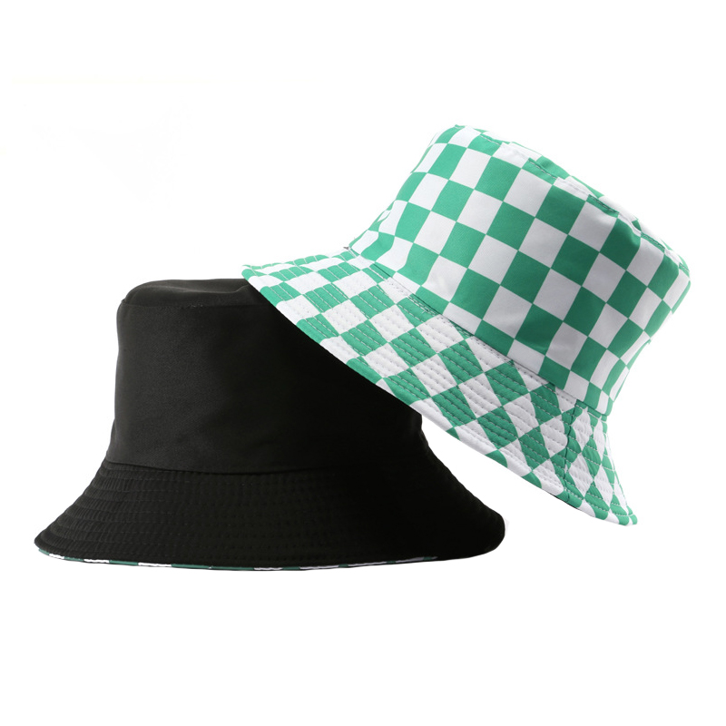 fashion checkerboard bucket hat