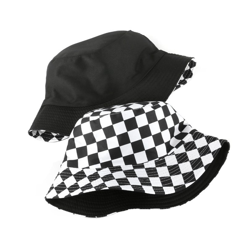 fashion checkerboard bucket hat