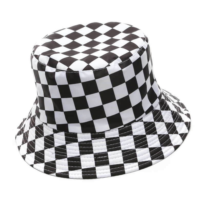 fashion checkerboard bucket hat