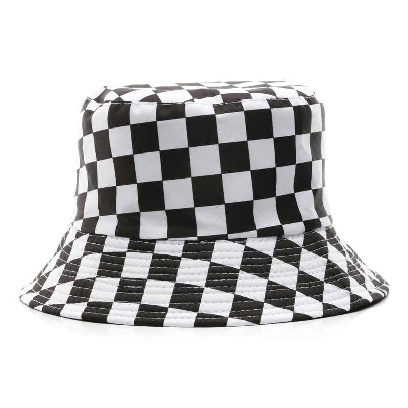 fashion checkerboard bucket hat