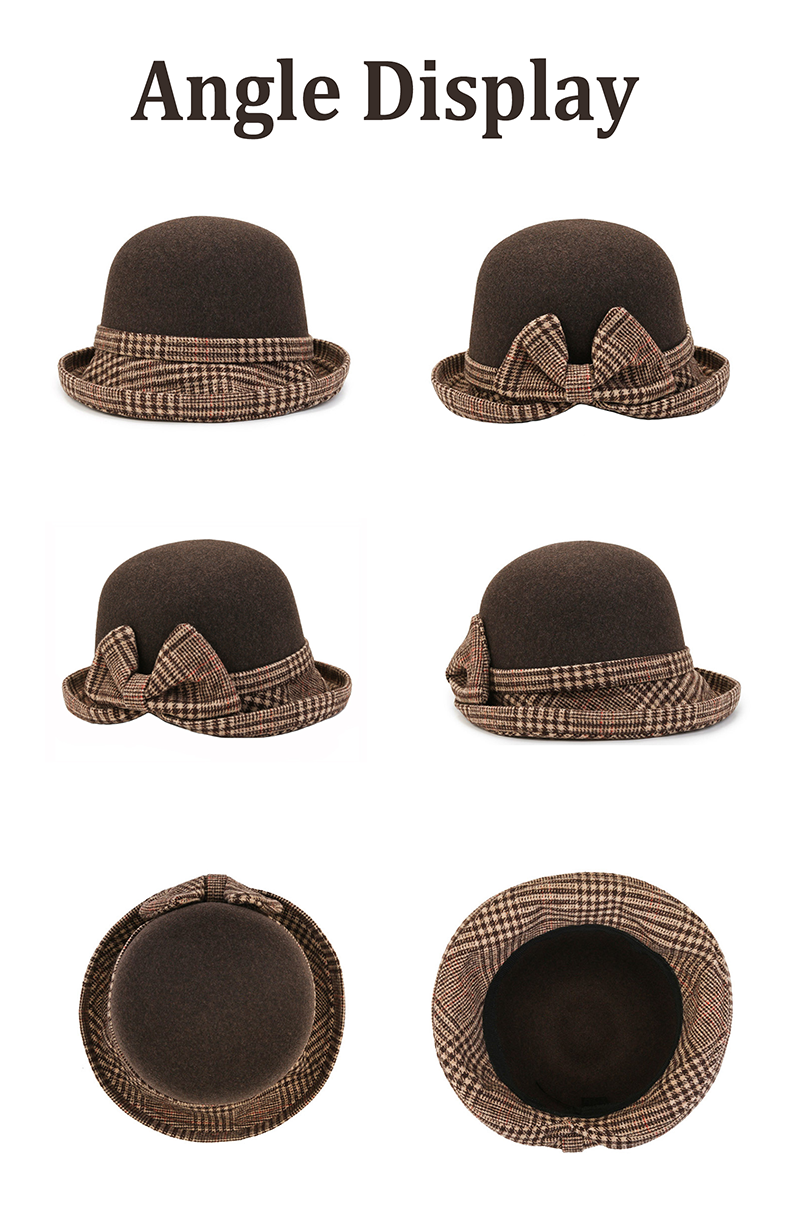 curved brim warm bucket hat