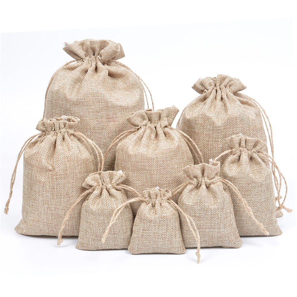 linen type cloth jewelry storage drawstring bag