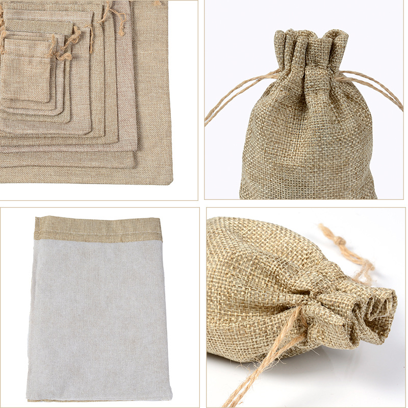 linen type cloth jewelry storage drawstring bag