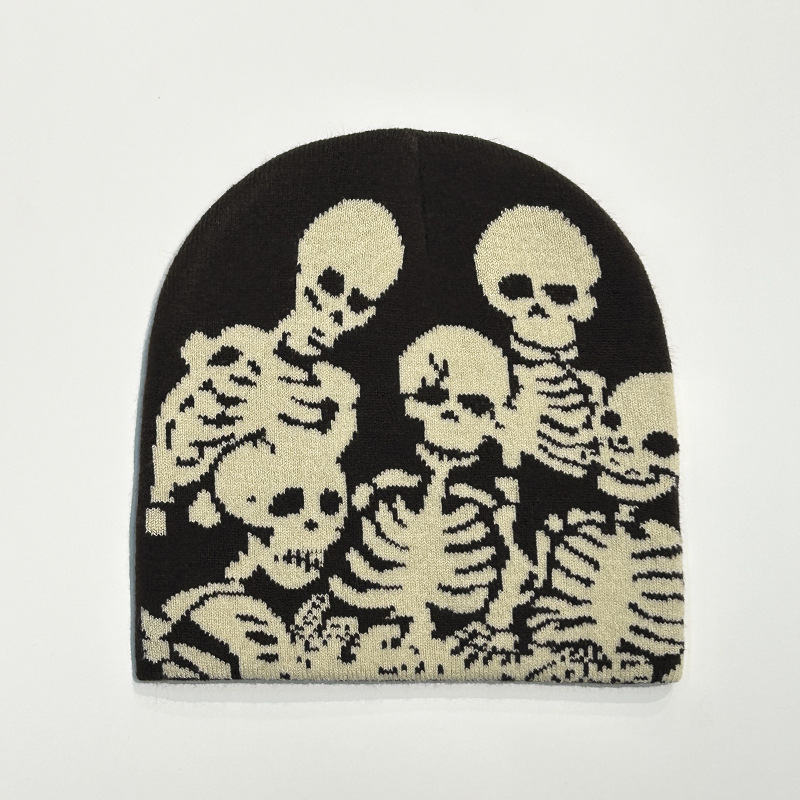 skull creative jacquard beanie hat