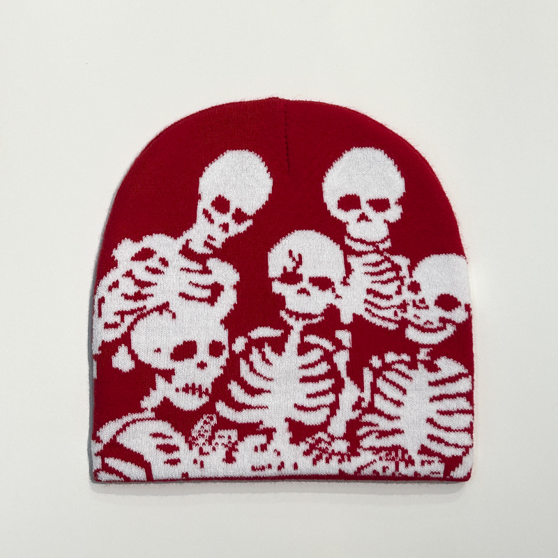 skull creative jacquard beanie hat