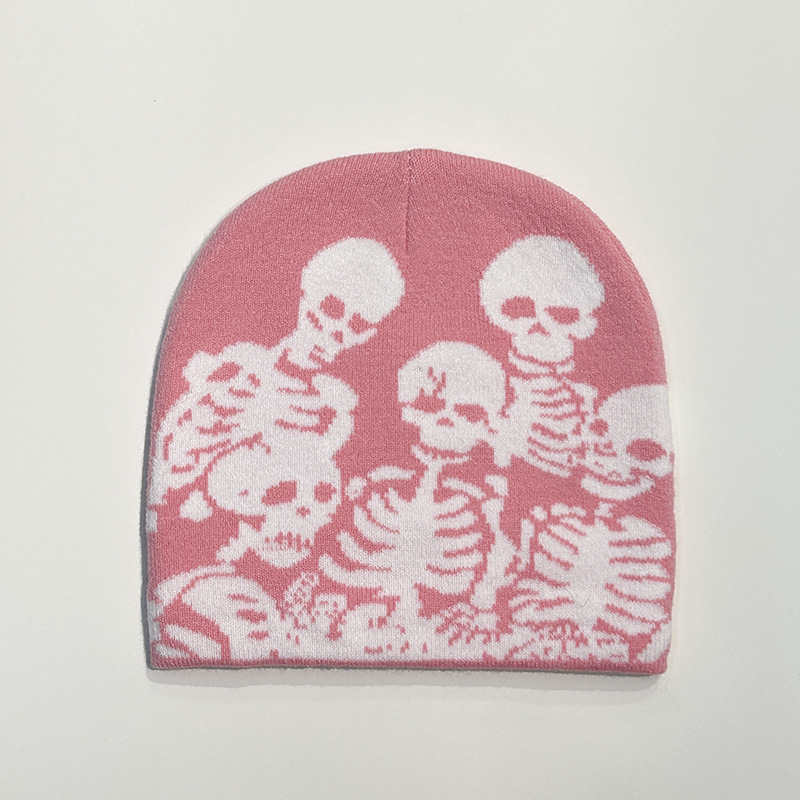 skull creative jacquard beanie hat