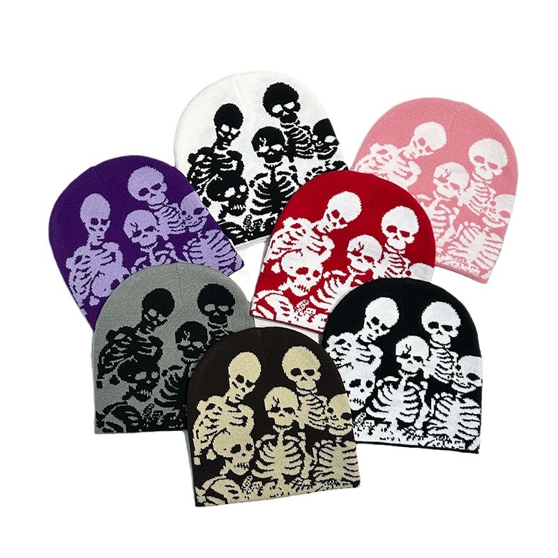 skull creative jacquard beanie hat