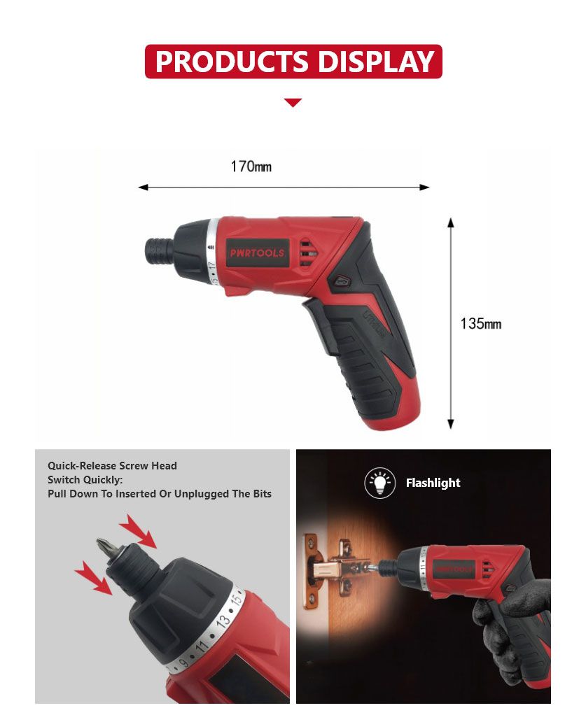 Rotatable 90 Degrees Cordless Electric Screwdriver Set, PD026PD 