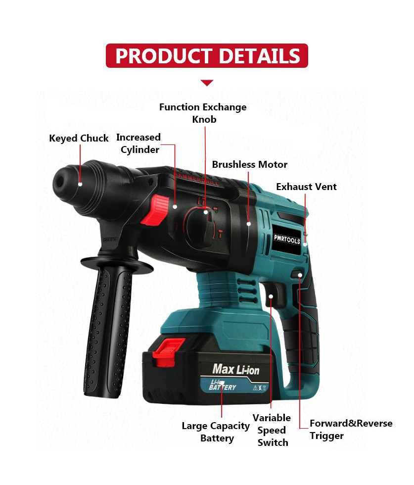 Brushless Li-Ion Rotary Hammer, PD016