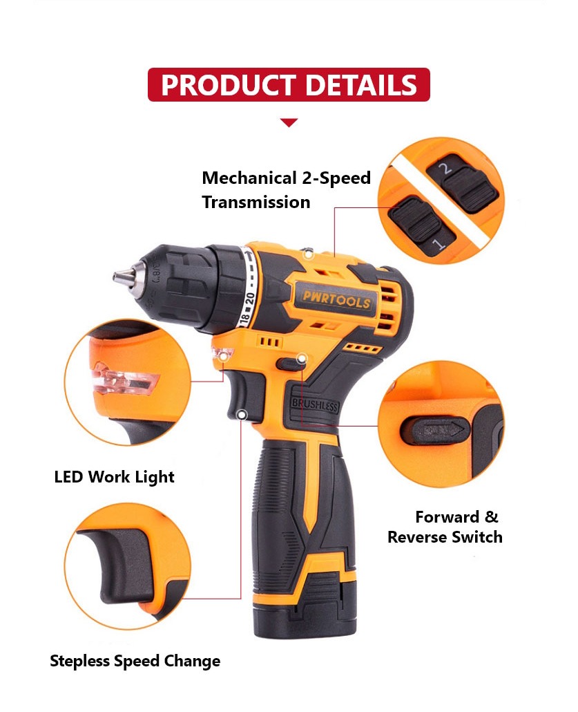 Brushless Lithium Electric Drill, PD011