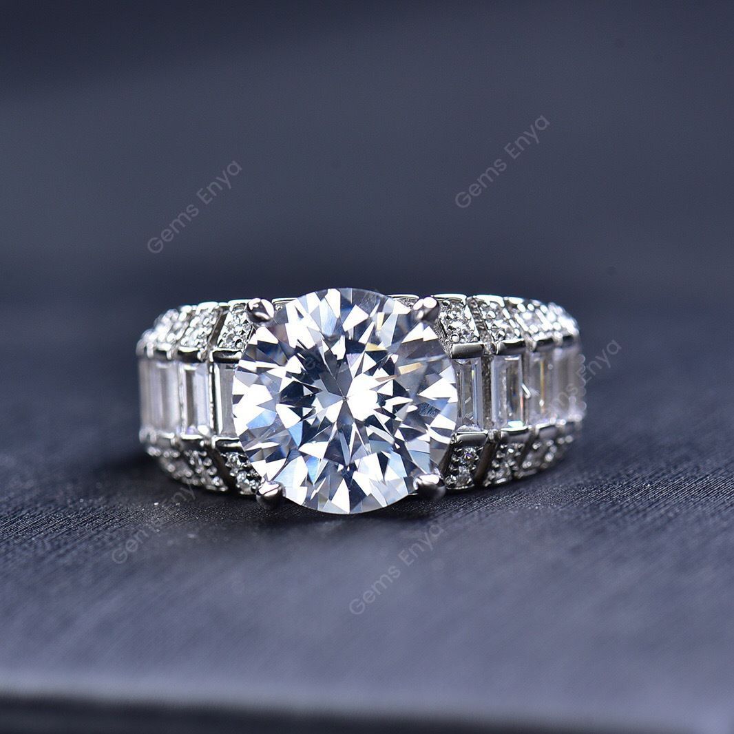 Radiant Elegance: 5 Carat Moissanite Ring in Sterling Silver