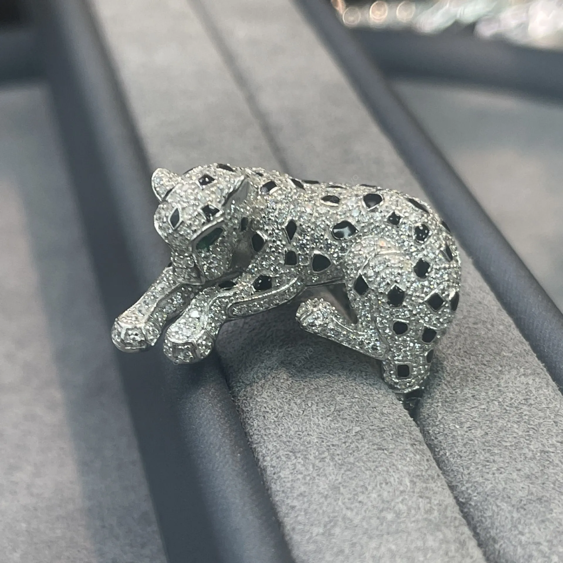 Bague Argent Léopard – Émail – Modèle T58 – Style Jungle – Occasion
