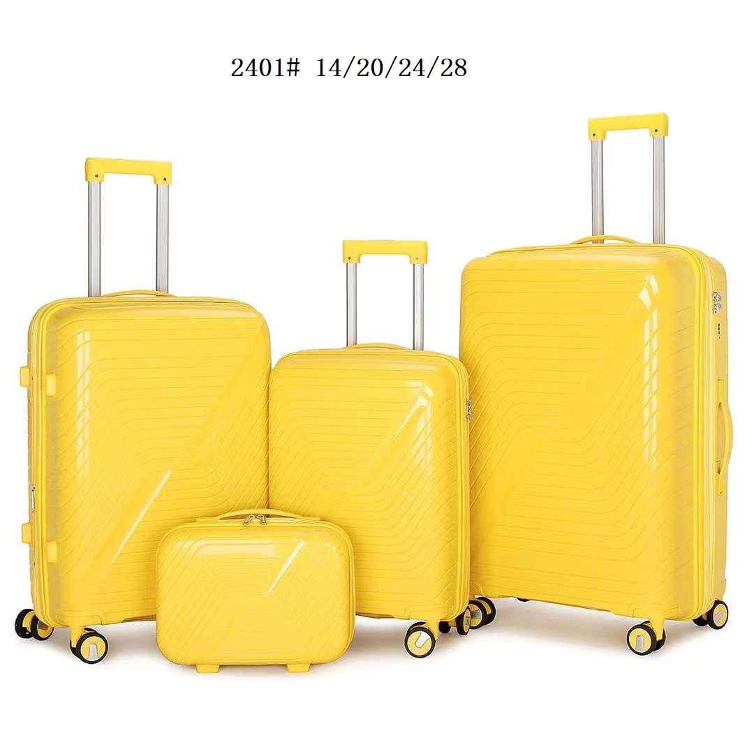 PP Luggage 4pcs Set 14 20 24 28 Inch Double Wheel Matching Color Good