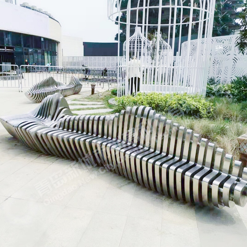 DNS Commercial Stainless Steel Creative Outdoor Bench