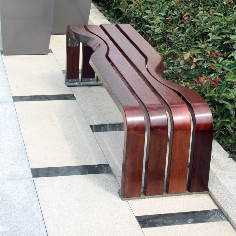 SHA Commercial Lauan Wood Slat Park Bench